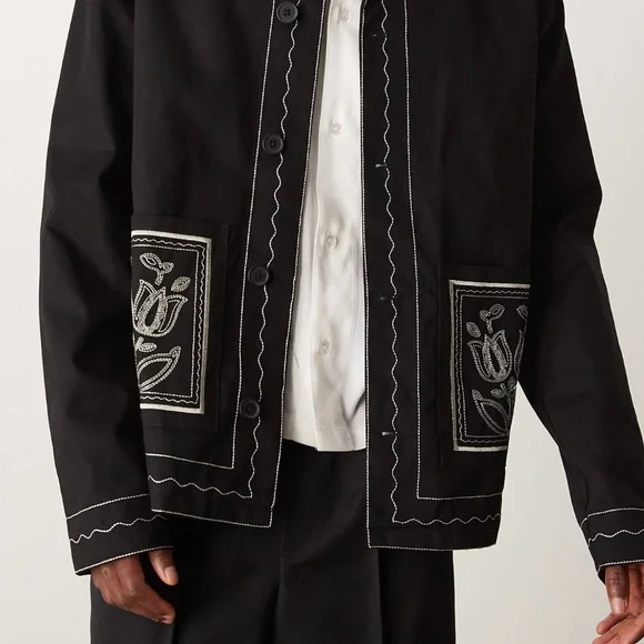 ASOS Design Black Embroidered Jacket - Picture 3 of 3